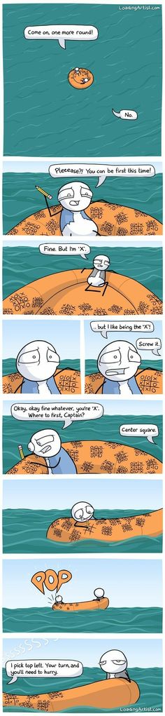 the comic strip shows two different views of an ocean and one is looking at something