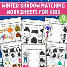 winter shadow matching worksheets for kids