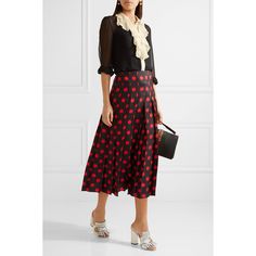 Gucci Pleated polka-dot silk-satin twill midi skirt ($1,900) ❤ liked on Polyvore featuring skirts, dot skirt, polka dot midi skirt, polka dot pleated skirt, mid-calf skirts and polka dot skirts Polka Dot Midi Skirt, Designer Logo, Gucci Shoulder Bag, Twill Shirt, Red Skirts, Silk Twill, Printed Silk, Event Dresses, Outfits Casuales