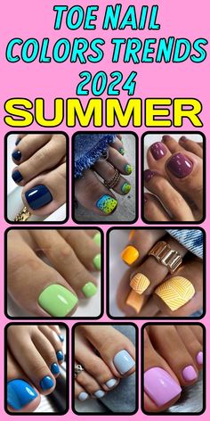 Summer Toe Nail Colors Trends 2024: Stay stylish with summer toe nail colors trends 2024, featuring the best shades for the season. Popular summer toe nail colors include bold pink, trendy blue, and gel yellow. Short and almond-shaped nails are in, with gel opi providing a lasting finish. These summer toe nail color ideas cater to every preference, ensuring your feet look their best. Embrace these 2024 trends for a chic and fashionable summer look. Hot Toenail Colors, Summer Toe Colors, 2024 Toe Nail Colors, Toe Nail Polish Colors Summer 2024, Summer Gel Nail Colors 2024, Toe Nail Colors Summer 2024, Summer Pedicure Colors 2024, Summer Gel Toe Nails Ideas, Nail Colors Summer 2024