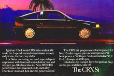 an advertisement for the crx's is shown in front of a palm tree