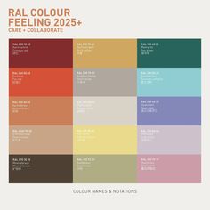 the color scheme for an event with text that reads,'real colour feeling 205 + care - collaborateable '