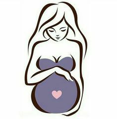 the pregnant woman is holding her belly in front of her stomach and has a heart on it