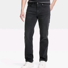 Goodfellow Straight Black Pants Size Is 38 X 32 Color Is Black Denim Brand Is Goodfellow & Co Men's Straight-Fit Black Jeans Are A Versatile Staple In Any Wardrobe Features Classic 5-Pocket Styling 5 Pocket Styling. The Regular Straight-Fit Jeans From Goodfellow & Co Will Make You Feel And Look Good No Matter The Occasion. These Jeans Are Great For Everyday Wear. The High-Rise, Straight-Fit Jeans Feature A Traditional Five-Pocket Styling That Offers Plenty Of Space To Hold All Your Essential Ite Men’s Black Jeans, Mens Black Jeans Outfit, Straight Black Pants, Black Denim Pants, Black Jeans Men, Black Jeans Outfit, Mens Straight Jeans, Essential Items, Straight Fit Jeans