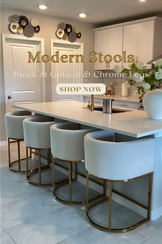 Counter Height Bar Stools, Upholstered Bar Stools, Modern Counter Stools, Barstools for Kitchen Island Counter Height Bar Stools With Back, High Chair Design, Interior 2023, Kitchen Glam, Kitchen Barstools, Bar Stools Modern, Modern Barstools, Island Bar Stools, Black And White Cushions