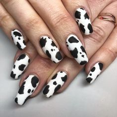 Nude Manicure, Cow Print Nails, Unghie Nail Art, Cow Nails, Print Nails, Manicure Ideas, Summer Acrylic Nails