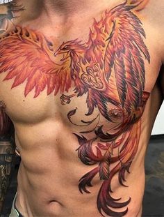 a man with an eagle tattoo on his chest