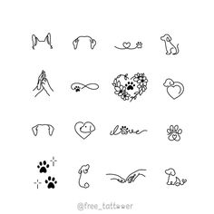 a bunch of different types of tattoos on a white background with the words love written in black ink