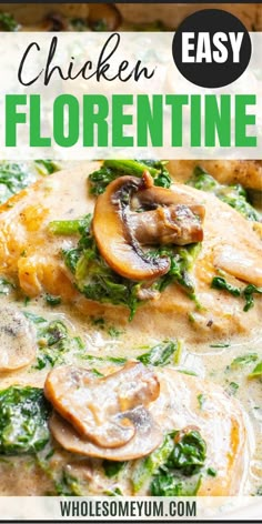 Chicken Florentine Easy Chicken Florentine, Chicken Spinach Recipes, Chicken Florentine Recipe, Creamy Spinach Sauce, Florentine Recipe, Spinach Sauce, Florentines Recipe, Golden Chicken