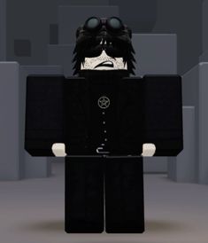 a lego man in a black suit and goggles