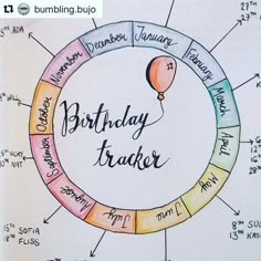 a birthday tracker is shown in this drawing