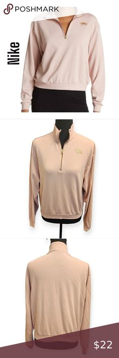 Nike womens Femme Quarter Zip Fleece Top pink gold sz xsmall