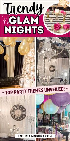 5 Glam New Year’s Eve Party Themes | New Years Eve Glam New Years Eve Party, New Year’s Eve Pajama Party Theme, New Year’s Eve Teen Party, Glam Decor Ideas, Diy New Year’s Eve Ball Drop