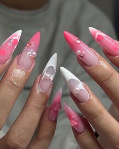 Wife Nails, Long Acrylic, Nail Sets, Kawaii Nails, Nails 2024, Bling Nails