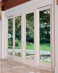 the inside of a house with sliding glass doors