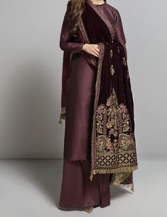 Velvet Dress Designs, Velvet Shawl, Pakistani Fashion Party Wear, Salwar Kamiz, Pakistani Fancy Dresses, Pakistani Dresses Casual, Mode Abaya, Beautiful Pakistani Dresses, Simple Pakistani Dresses