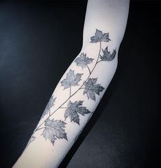 a tattoo with leaves on the arm