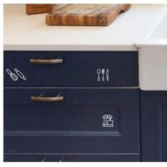 the kitchen counter is marked with numbers and symbols