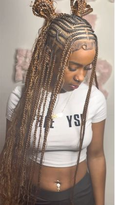 black girl braids, tribal braids, knotless braids, brown braids, long braids, boho curls, black girl, summer hairstyles, braided hair inspo Quick Braids, Goddess Braids Hairstyles, Braided Hairstyles For Teens