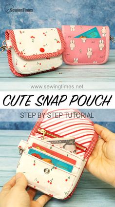 the cute snap pouch sewing pattern is easy to sew and can be used as a wallet