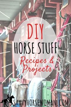 horse stuff is hanging on the wall with text overlay that reads diy horse stuff recipes and projects