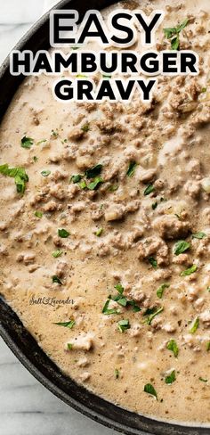 an easy hamburger gravy in a cast iron skillet