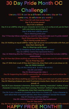 the 30 day pride month poster