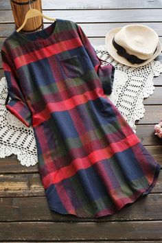 Walk the Shine Plaid Dress Designer Kurtis, Women Long Sleeve Dress, Plaid Dress Shirt, Check Dress, Latest Outfits, Plaid Print, Plaid Dress, Comfortable Dress, Tee Dress