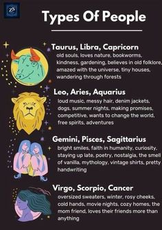 the types of people in zodiac signs