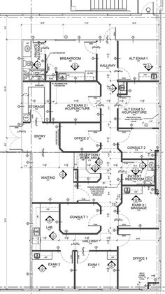 the floor plan for an office building with two floors and three levels, all in one room