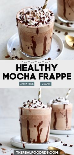 healthy mocha frappe recipe with chocolate syrup and whipped cream