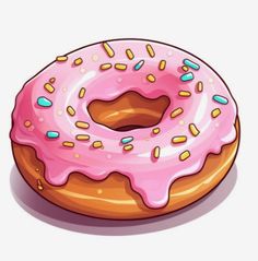 a donut with pink icing and sprinkles