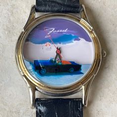 Fossil Battery Leather Band Water Resistant Relic Watches, Boyfriend Watch, Rhinestone Watches, Retro Watches, Blue Watches, Fossil Watch, Watches Unique, Leather Watch Bands, Custom Watch