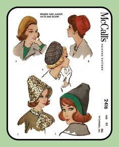 Up for your consideration is a good COPY of my REPRODUCTION of McCall's 2416 Shown This pattern contains 16 pattern pieces and directions and an envelope ALL PATTERN PIECES WILL BE UNCUT READY TO USE! Hat Beret, Crafts Sewing Patterns, Pattern Pictures, Pill Boxes, Hat Making, Print Patterns, Sewing Patterns, Sewing Crafts, Arts And Crafts