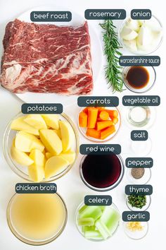 the ingredients to make this meat and vegetable dish are shown