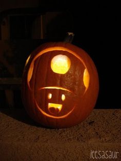 a pumpkin carved to look like a face