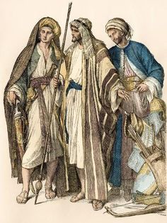 size: 12x9in Giclee Print: Traditional Costumes: Moroccan Arabs in Traditional Clothes. 19Th Century Colour Engraving. : Barbary Pirates, Middle Eastern Clothing, Arabic Clothing, Aged Clothing, Arab Culture, Ancient Persian, Arab Men, Medieval Clothing, Arabian Nights