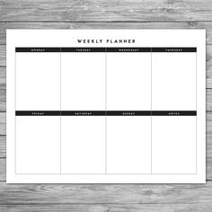 a printable weekly planner on a wooden background