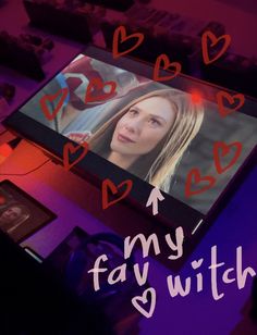 a tv screen with the words my fav witch on it