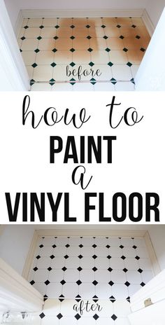 how to paint a vinyl floor with black and white patterns on the walls, in an entry way