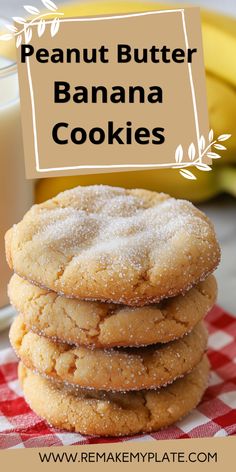 peanut butter banana cookies stacked on top of each other