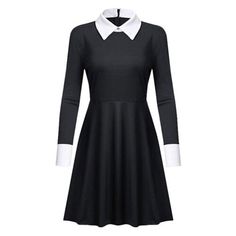 Collar Outfits, Wednesday Addams Dress, Wednesday Addams Costume, Vintage Dresses Cheap, Wednesday Dress, Vintage Dresses Online, Black Halloween Dress, Girls Holiday Dresses, Peter Pan Collar Dress