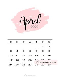 a calendar for the month of march with pink watercolor paint on it and the words,