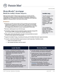 the home - ready mortgage plan is shown in this document, which includes two different types of