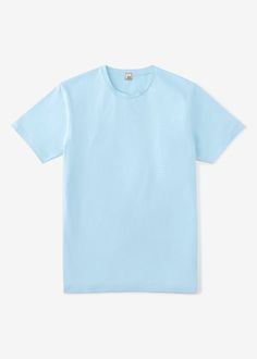 Always in shape.A little more length and weight, a lot more elasticity. It stretches to fit you in the moment, and never loses its shape. Looking for a smaller size? Hit this. Baby Blue Shirt, Guys Clothing Styles, Clothing Styles, Blue Tshirt, Crop Shirt, Baby Tshirts, Blue Shorts, Straight Cut, White Undershirt