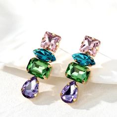 Ultra Glam Chunky Rhinestone Earrings In Pastel Shades Of Pink, Lilac, Green And Blue. Measures Appr. 1.5" Long. Pierced. New To Poshmark? Use Code Emmiesbling For $10 Off Your First Order! Tags: Farfetch, Net A Porter, Shopbop, Selfridges, Revolve, Instabaddie, Anthropologie, Aesthetic, Soft Girl, Casual, Garden Party, Festival, Concert, Girly, Feminine, Spring, Summer, Casual, Vacation, Beach, Brunch, Fairy, Fae, Faerie, Coastal, Femme, Romantic, Engagement Photos, Bridal Shower, Honey Moon, C Anthropologie Aesthetic, Casual Garden Party, Bridal Shower Honey, Beach Brunch, Aesthetic Soft Girl, Romantic Engagement Photos, Honey Moon, Festival Concert, Pink Lilac