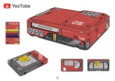 an image of a red portable device with instructions on how to use the battery and parts