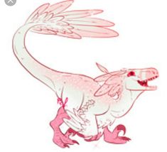 a pink and white drawing of a dinosaur with wings