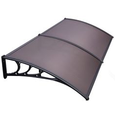 an outdoor canopy is shown on a white background with black metal frame and grey fabric