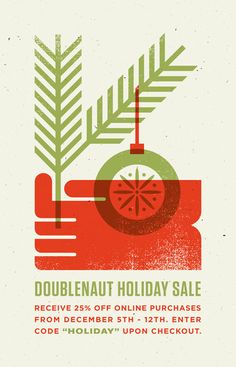 a holiday sale poster with an image of a hand holding a christmas tree